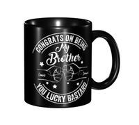 GOOBRRL Congrats On Being My Brother Personalized Black Brother Mug Custom Name Fist Bump Coffee Mug Fathers Day Family Cup Funny Coffee Cup Gift for Best Friend Dad Birthday Graduation Christmas