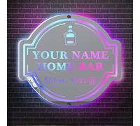 GOOBRRL Personalized Bar Mirror LED Light Custom Home Bar Acrylic Mirror Light Bar Pub Name Sign Bar Man Cave Mirror Light Up Sign Bar Wall Mirror Gifts for Christmas Birthday,A4