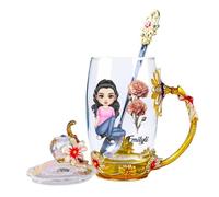 GOOBRRL Personalized Birth Month Floral Tea Cup for Women Custom Name Portrait Glass Coffee Mug Mother's Day Flower Tea Cup Gift for Mom Grandma Friends Besties Birthday Christmas