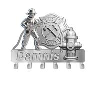 GOOBRRL Personalized Firefighter Metal Wall Hooks Custom Name Fireman Key Hanger Wall Mount Firefighter Key Holder Coat Hanger for Housewarming Entryway Hallway Decors Fireman Gifts,B2