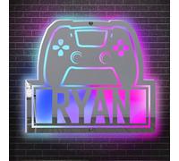 GOOBRRL Personalized Game Controller Mirror LED Light Custom Game Acrylic Mirror Light Game Name Sign living room Sign Game Wall Mirror Gifts for Christmas Birthday,A4