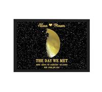 GOOBRRL Personalized Gold Foil Moon Phase Picture Wood Sign Personalized The Day We Met Moon Phase Plaque Birthday Moon Phase Wall Art Moon Phase Gifts for Valentine's Day Birthday Wedding