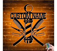 GOOBRRL Personalized Hairdresser Metal Sign with Led Light Custom Salon Name Neon Light Hair Stylist Metal Wall Sign Hairapist Metal Light Barber Shop Gifts Hairdresser Gift Birthday Christmas,A1