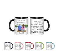 GOOBRRL Personalized Like Father Like Daughter Oh Crap Coffee Mug Custom Name Portrait Fathers Day Coffee Cup Dad Ceramic Travel Mug Funny Gift for Dad Daddy Papa Birthday Christmas from Daughter