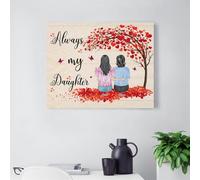 GOOBRRL Personalized Mom and Daughter Portrait Canvas Prints Custom Always My Daughter Poster Mom Name Wall Art Unique Gifts for Mom from Daughter Birthday