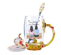 GOOBRRL Personalized Mother's Day Flower Tea Cup Custom Mother and Daughters Portrait Glass Coffee Mug Like Mother Like Daughter Floral Tea Cup Gift for Women Mom Grandma Christmas Birthday,02