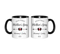 GOOBRRL Personalized Our First Mother's Day Together Mug Custom Name Newborn Coffee Mug Happy 1st Mothers Day New Mommy Coffee Cup First Time Mom Ceramic Cup Best Mom Ever Gift from Son Daughter,04