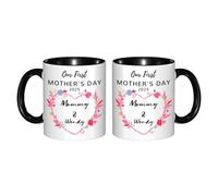 GOOBRRL Personalized Our First Mother's Day Together Mug Custom Name Newborn Coffee Mug Happy 1st Mothers Day New Mommy Coffee Cup First Time Mom Ceramic Cup Best Mom Ever Gift from Son Daughter,02