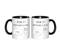 GOOBRRL Personalized Our First Mother's Day Together Mug Custom Name Year Newborn Ceramic Cup Cute Animal Theme New Mom Coffee Cup 1st Mothers Day Coffee Mug Best Mom Ever Gift from Son Daughter,05