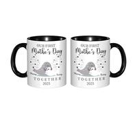 GOOBRRL Personalized Our First Mother's Day Together Mug Custom Name Year Newborn Ceramic Cup Cute Animal Theme New Mom Coffee Cup 1st Mothers Day Coffee Mug Best Mom Ever Gift from Son Daughter,02