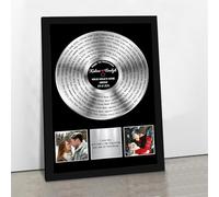GOOBRRL Personalized Silver Vinyl Record Plaque for Couple Custom Wedding First Dance Record Wood Sign Song Lyrics Photo Anniversary Wall Art Framed Music Lovers Gifts for Birthday Wedding Valentines