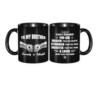 GOOBRRL Personalized to My Brother Mug Gift Custom Name Fist Bump Coffee Mug Always Remember You are Braver Than You Believe Ceramic Cup Funny Brothers Coffee Cup for Men Friends Fathers Day Birthday