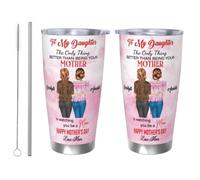 GOOBRRL Personalized to My Daughter Tumbler from Mom Custom Mother Daughters Portrait Stainless Steel Tumbler 20oz Watching You Be A Mom Travel Coffee Mug Gift for Daughter Mama Grandma Mothers Day