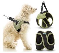 Gooby Escape Free Easy Fit X Step-in Dog Harness, Portland Green, Medium | Patented escape-free, tightens on back-out; Choke-free X-frame + V-neck; Quick-release buckle; Reflective trim
