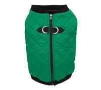 Gooby Fashion Vest - Green Warm Zip Up Dog Bomber Jacket with Dual D Ring Leash - Winter Water Resistant Small/Medium Dog Sweater for Boys or Girls