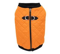 Gooby Fashion X-Small - Orange & Water Resistant Small Dog Sweater - Warm Zip Up Dog Bomber Vest with Dual D Ring Leash