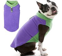 Gooby Half Stretch Fleece Vest Dog Sweater - Purple, Small - Warm Pullover Jacket With D-Ring Leash - Winter Coat for Cold Weather - Clothes for Small Dogs Boy or Girl