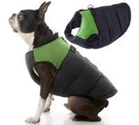 Gooby Padded Cold Weather Vest for Small Dogs with Safe Fur Guard Zipper Closure, Medium, Green