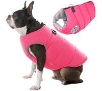Gooby Padded Vest Jacket - Solid Pink, X-Small - Warm Zip Up Fleece With Dual D Ring Leash - Water Resistant Small Dog Sweater - Clothes for Small and Medium Dogs