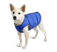Gooby - Padded Vest Solid Blue Dog Jacket Coat Jumper with Zipper and Linen Ring Solid Blue Size XL