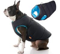 Gooby - Padded Vest Solid Dog Jacket Coat Jumper with Zip and Linen Ring Plain Black Size S