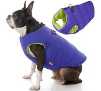 Gooby - Padded vest solid, dog jacket coat sweater with zip closure and leash ring, solid purple, small