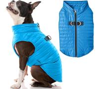 GOOBY Puffer Vest Dog Jacket - Blue, Medium - Ultra Thin Zip Up Wind Breaker with Dual D Ring Leash - Water Resistant Small Dog Sweater Coat - Dog Clothes for Small Dogs Boy or Medium Dogs