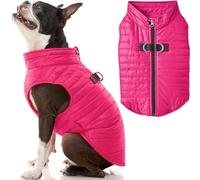 GOOBY Puffer Vest Dog Jacket - Pink, X-Small - Ultra Thin Zip Up Wind Breaker with Dual D Ring Leash - Water Resistant Small Dog Sweater Coat - Dog Clothes for Small Dogs Boy or Medium Dogs