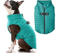 GOOBY Puffer Vest Dog Jacket - Turquoise, Medium - Ultra Thin Zip Up Wind Breaker with Dual D Ring Leash - Water Resistant Small Dog Sweater Coat - Dog Clothes for Small Dogs Boy or Medium Dogs