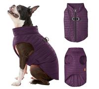Gooby Puffer Vest - Grape, X-Small - Ultra Thin Zip Up Windbreaker with Dual D Ring Leash - Water Resistant Dog Sweater Coat for Small Dogs