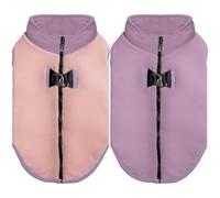 Gooby Reversible Fleece Zip Up with Built-in Harness -Double-Sided Premium Fleece, Dual D-Ring Leash Attachment, Winter Walk Jacket, Cotton Candy, Large