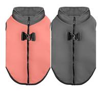 Gooby Reversible Fleece Zip Up with Built-in Harness -Double-Sided Premium Fleece, Dual D-Ring Leash Attachment, Winter Walk Jacket, Feeling Peachy, Large