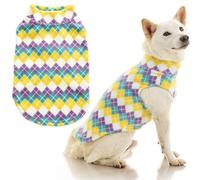 Gooby Stretch Fleece Vest Dog Sweater, Argyle Blue, X-Large