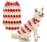 Gooby Stretch Fleece Vest Dog Sweater, Argyle Pink, 3X-Large
