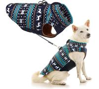 Gooby Zip Up Fleece Dog Sweater - Deer Blue, X-Small - Warm Pullover Fleece Step-in Dog Jacket with Dual D Ring Leash for Small to Medium Dogs