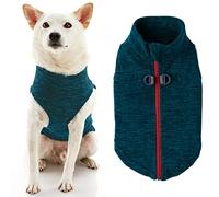 Gooby Zip Up Fleece Dog Sweater - Turquoise Wash, Medium - Warm Pullover Fleece Step-in Dog Jacket with Dual D Ring Leash - Winter Small Dog Sweater - Dog Clothes for Small Dogs Boy and Medium Dogs