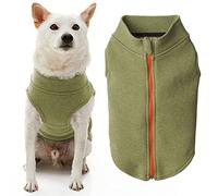 Gooby Zip Up Microfiber Fleece Dog Sweater - Green, Medium - Warm Double Layered Soft Microfiber Fleece Step-in Dog Jacket Without Ring Leash - Winter Dog Sweaters for Small Dogs and Medium Dogs