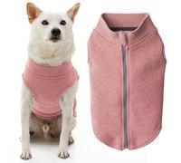 Gooby Zip Up Microfiber Fleece Dog Sweater - Pink, Medium - Warm Double Layered Soft Microfiber Fleece Step-in Dog Jacket Without Ring Leash - Winter Dog Sweaters for Small Dogs and Medium Dogs
