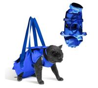 GooCare Grooming Bag Restrain Your Pet During Claw Care, Nail Trimming, Anti-Scratching Grooming, and Medical Examinations (Blue, Large)