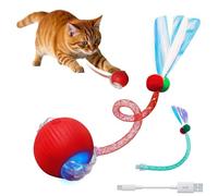 GooCare Speedy Tail Ball Toy 3.0 with 3 Play Modes, Bonus Tail, Safe Silicone Surface, Powerful Motor Moving Ball, Interactive Auto Toy for Indoor Bored Kitten & Adult Cats, USB Rechargeable (Red)