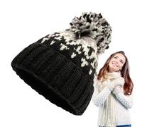 gooch Winter Hat with Bobble Colourful Bobble Hat Knitted Hat with Pompom Soft Hat Snow Hat for Cold Weather and Outdoor Winter Hat for Women and Girls, black, 1