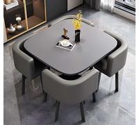 GOOCOO Dining Table Set Modern Conference Square Table And 4 Chairs Set, Reception Table And Chair Combination,Wooden Kitchen Table Set for 4 for Living Room Dining Room 31.5In,Gray
