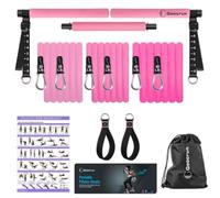 Goocrun Pilates Bar Kit with Resistance Bands for Men and Women - 3 Set Exercise Resistance Bands - Portable Multifunctional Home Gym - Supports Full-Body Workouts - with Fitness Poster and Video