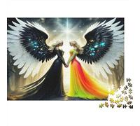 Good And Evil Angels Relaxing 1000 Pieces Jigsaw Puzzle Black White Wings Stress Relief Brain Exercise For Seniors Teens Beginners 70x50cm/1000pcs