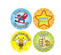Good Behaviour Reward Stickers for Children, Roll of 500 Pcs, 38mm in Size, 4 Styles, for Teachers & Parents, Motivational Praise Labels for Good Work