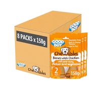 Good Boy Chewables Chicken Medium Bones- Natural Dog Treats - Low Fat & Rawhide Free - Bulk Box - 8 x 158g