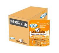Good Boy Chewables Chicken Mini Bones- Natural Dog Treats - Low Fat & Rawhide Free - Bulk Box - 10 x 112g