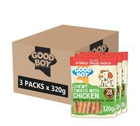 Good Boy - Chewy Twists With Chicken - Dog Treats - Made With 100% Natural Chicken Breast Meat - 320 Grams - Gluten Free Dog Treats (Case of 3)
