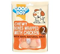 Good Boy - Chicken Wrapped Chewy Bones - Dog Treats - Made With Natural Chicken - Pack of 2 - Highly Digestible Rawhide Free Dog Treats - Case of 8, 180 g