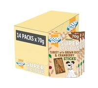 Good Boy Superlicious Turkey, Brown Rice & Cranberry Sticks - Natural Dog Treats - Low Fat Training Treats - Bulk Box - 14 x 70g